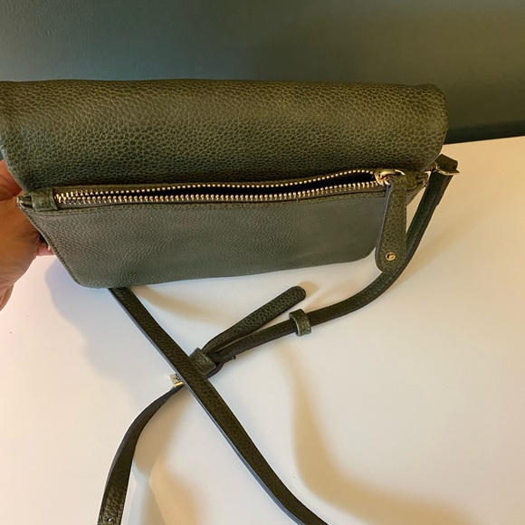 Street Level Demi Fold Over Vegan Leather Crossbody Bag in Olive Green - Picture 6 of 12